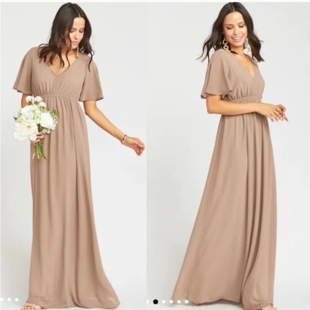 NWT Show Me Your Mumu Emily Empire Maxi Dress in Dune Chiffon SZ XXL Bridesmaid